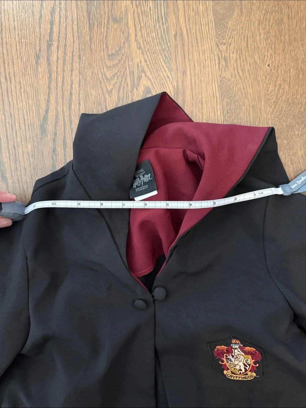 Kids Black Hooded Cloak with Burgundy Lining and House Crest